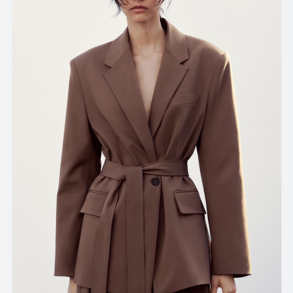 Zara NWT belted brown oversized blazer 2010/791